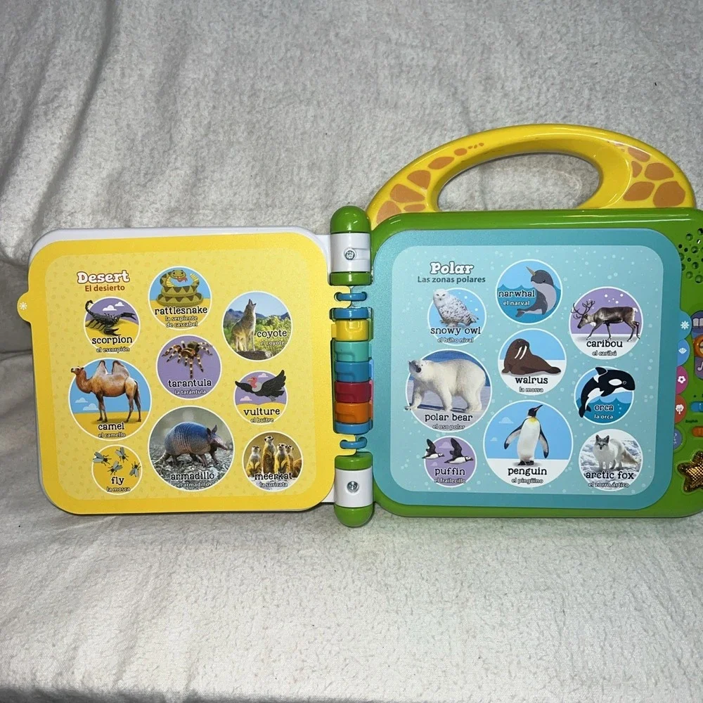 LeapFrog 100 Animals Book - Green English and Spanish , Works SEE VIDEO